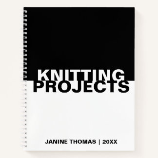 Minimalistische Schwarz-weiße Textknetprojekte Notizbuch