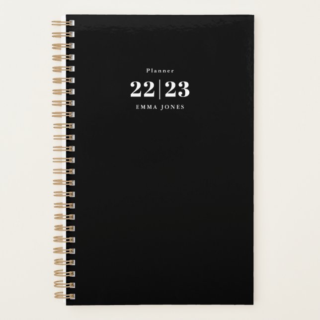 Minimalistische Schwarz-weiße Typografie wöchentli Planer (Vorderseite)