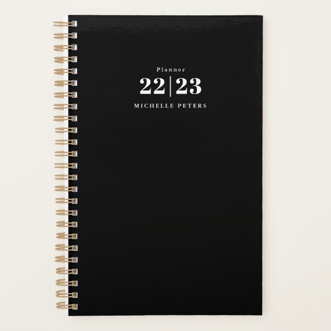 Minimalistische Schwarz-weiße Typografie wöchentli Planer (Vorderseite)