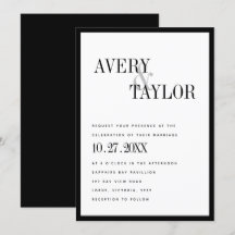 Minimalistische Schwarz-weiße Typografische Hochze