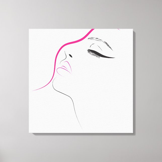 Minimalistische Schwarz-weiße und rosa weibliche A Leinwanddruck (Vorderseite)