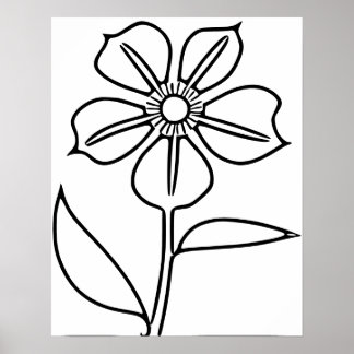 Minimalistische schwarze Blume Poster