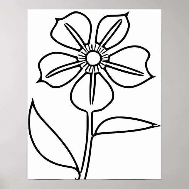 Minimalistische schwarze Blume Poster (Vorne)