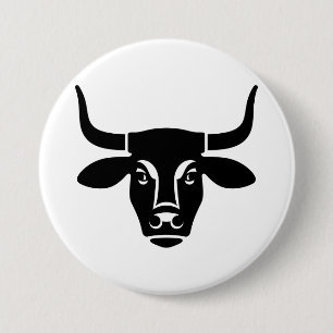 Minimalistische schwarze Bullenkopf-Ochsen-Silhoue Button