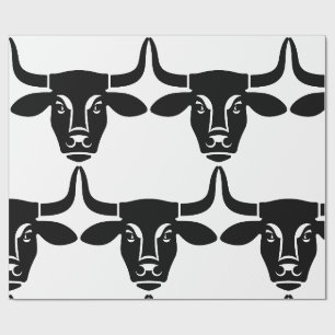 Minimalistische schwarze Bullenkopf-Ochsen-Silhoue Geschenkpapier