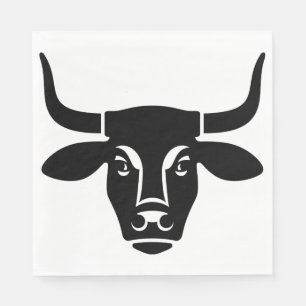 Minimalistische schwarze Bullenkopf-Ochsen-Silhoue Serviette