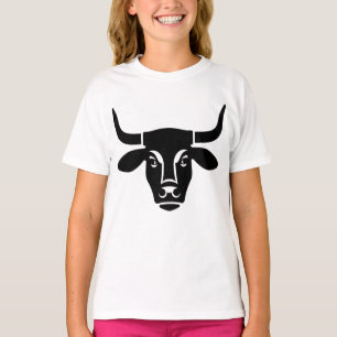 Minimalistische schwarze Bullenkopf-Ochsen-Silhoue T-Shirt