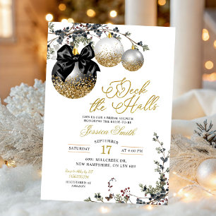 Minimalistische schwarze Deck The Halls Brautparty Einladung