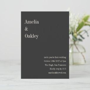 Minimalistische schwarze elegante moderne Hochzeit Einladung