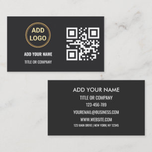 Minimalistische schwarze Gold Custom Logo QR Code Visitenkarte