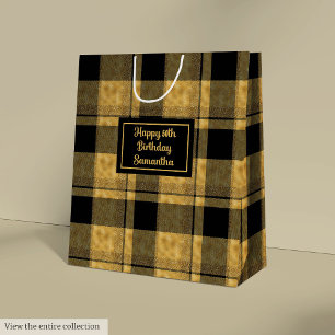Minimalistische schwarze Gold-Glitter-Hochzeitsges Mittlere Geschenktüte
