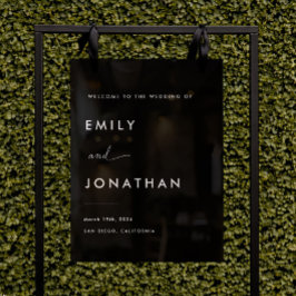 Minimalistische Schwarze Hochzeit Willkommen Acrylschild