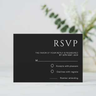 Minimalistische schwarze Hochzeits-RSVP-Karte RSVP Karte