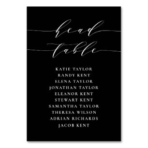 Minimalistische schwarze Hochzeitstisch-Karte für  Tischnummer