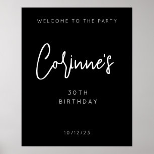Minimalistische Schwarze Kalligraphie 30. Geburtst Poster