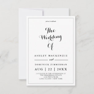 Minimalistische schwarze Kalligraphie in einer Hoc Einladung