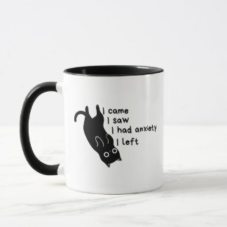 Minimalistische schwarze Katze Angst lustiger Intr Tasse