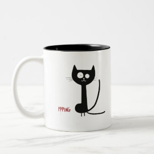 Minimalistische schwarze Katze Zweifarbige Tasse