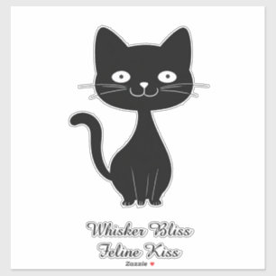 Minimalistische schwarze Katzen-Cartoon-Comic-Katz Aufkleber