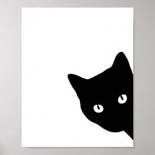 Minimalistische schwarze Katzensilhouette beim Spä Poster