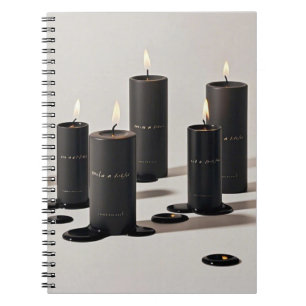 Minimalistische schwarze Kerzen mit winzigen Flamm Notizblock