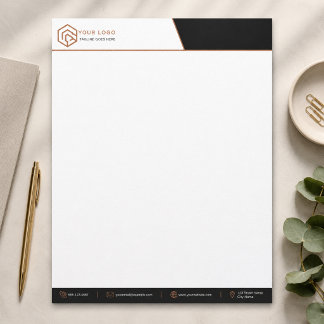 Minimalistische schwarze Kupfer-Unternehmensmarke Briefbogen