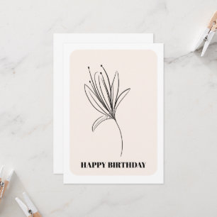 Minimalistische schwarze Lilien-Pflanzen-Geburtsta Karte
