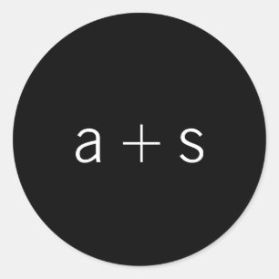 Minimalistische schwarze Monogramm-Hochzeit Runder Aufkleber