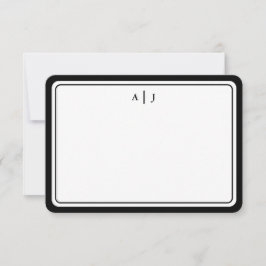 Minimalistische Schwarze Monogramm-Rundgrenze Mitteilungskarte