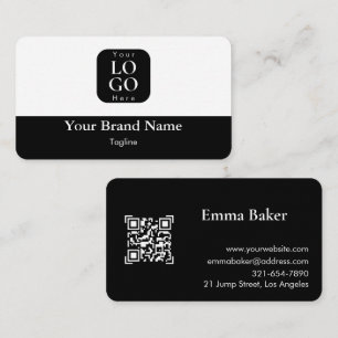 Minimalistische schwarze QR-Code-Logo-Visitenkarte Visitenkarte