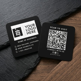 Minimalistische schwarze quadratische QR-Code-Visi Visitenkarte
