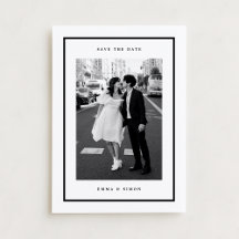 Minimalistische Schwarze Rahmen Foto Save the Date
