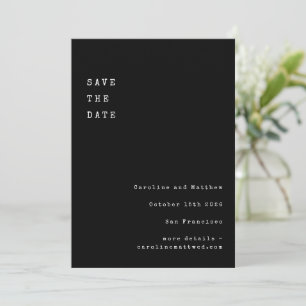 Minimalistische schwarze Retro-Schreibmaschinen-Sc Save The Date
