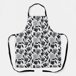 Minimalistische schwarze Rosen mit hellgrauen Stie Schürze