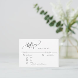 Minimalistische schwarze RSVP-Karte Begleitkarte
