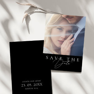 Minimalistische schwarze Schrift Foto-Hochzeit Save The Date