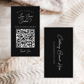 Minimalistische schwarze Schrift-QR-Code Bewerten Visitenkarte