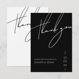 Minimalistische schwarze Schrift-Typografie-Hochze Dankeskarte