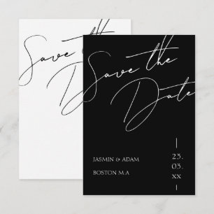 Minimalistische schwarze Schrift-Typografie-Hochze Save The Date