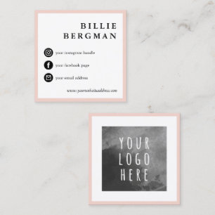 Minimalistische Schwarze Social Media Ihr Logo Quadratische Visitenkarte