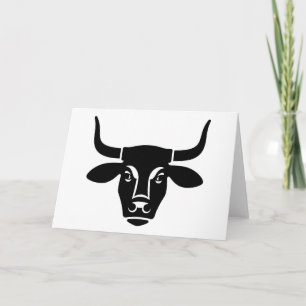 Minimalistische schwarze Stierkopf-Ochsen-Silhouet Karte