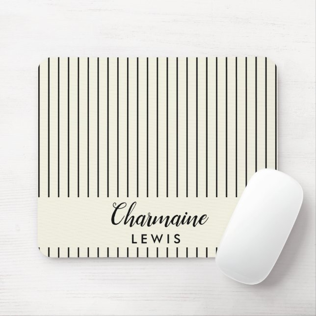 Minimalistische schwarze Streifen personalisiert Mousepad (Mit Mouse)