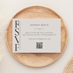Minimalistische schwarze und elfenbeinfarbene mode RSVP karte