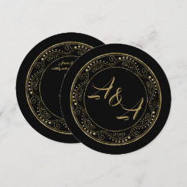 Minimalistische schwarze und goldene Hochzeitseinl Einladung