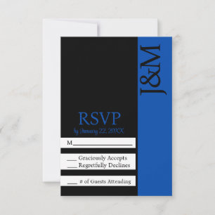 Minimalistische schwarze und kobaltblaue RSVP-Kart RSVP Karte