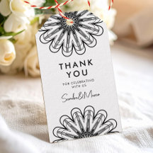 Minimalistische schwarze und weiße Blumen danke