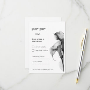 Minimalistische schwarze und weiße Calla-Lilien-Ho RSVP Karte