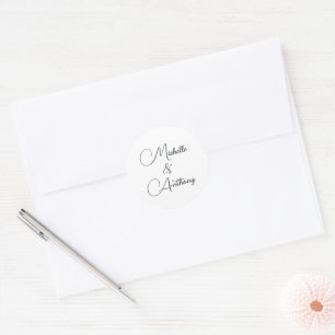 Minimalistische schwarze und weiße elegante Monogr Runder Aufkleber