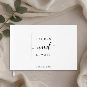 Minimalistische schwarze und weiße Hochzeit Gästebuch