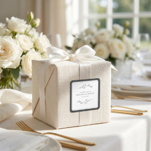 Minimalistische schwarze und weiße Hochzeit Quadratischer Aufkleber